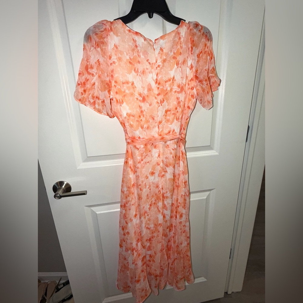 DKNY Orange Floral Midi Dress - Picture 5 of 6